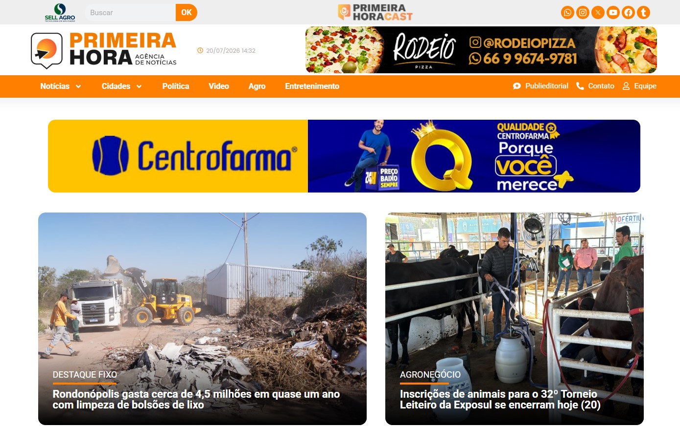 Captura real da home do Primeira Hora com manchete e editorias